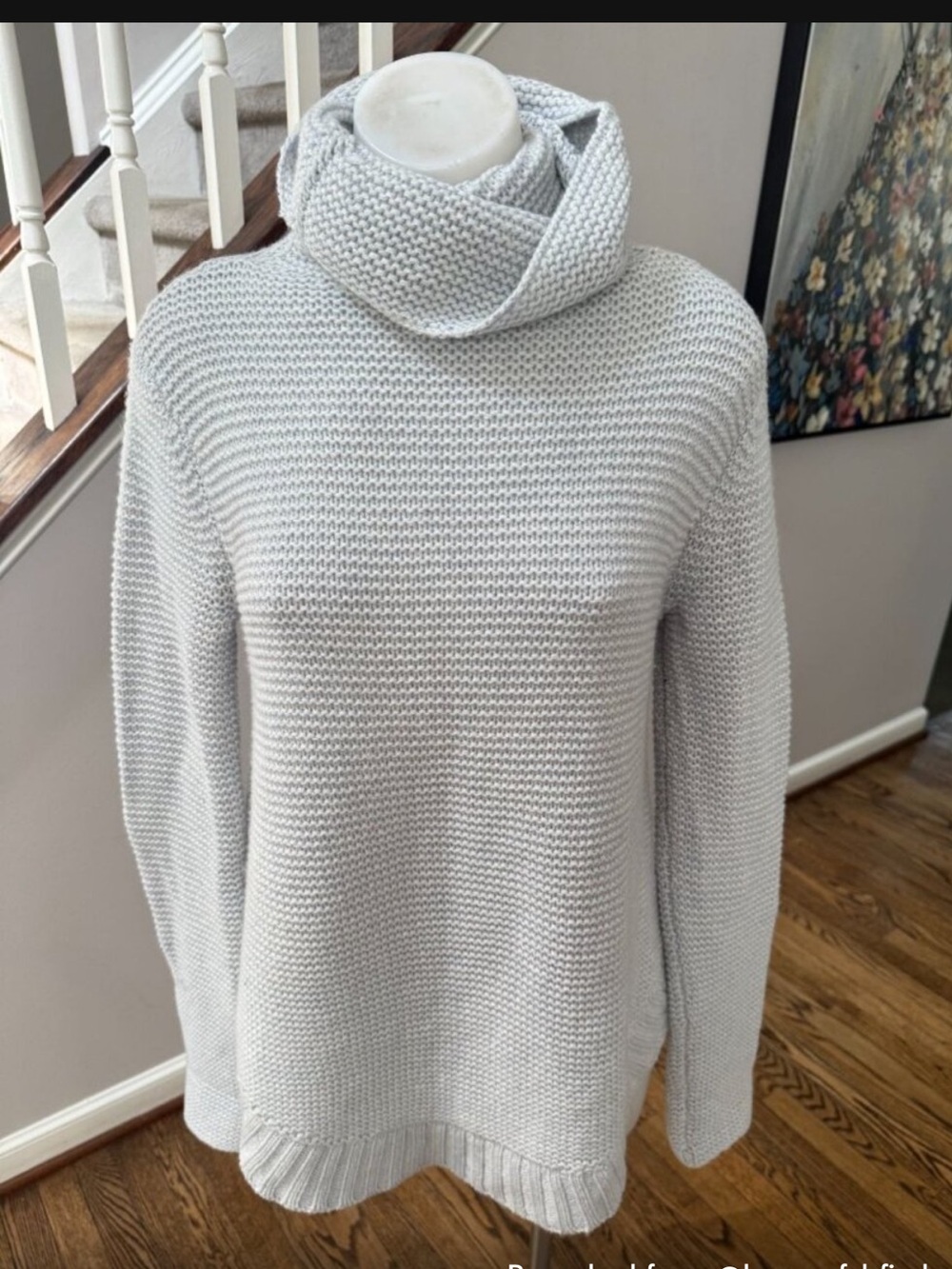 Calypso St. Barth Light Gray Cowl Neck Cashmere Sweater